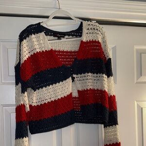 Red, White, and Blue Striped Knit Sweater